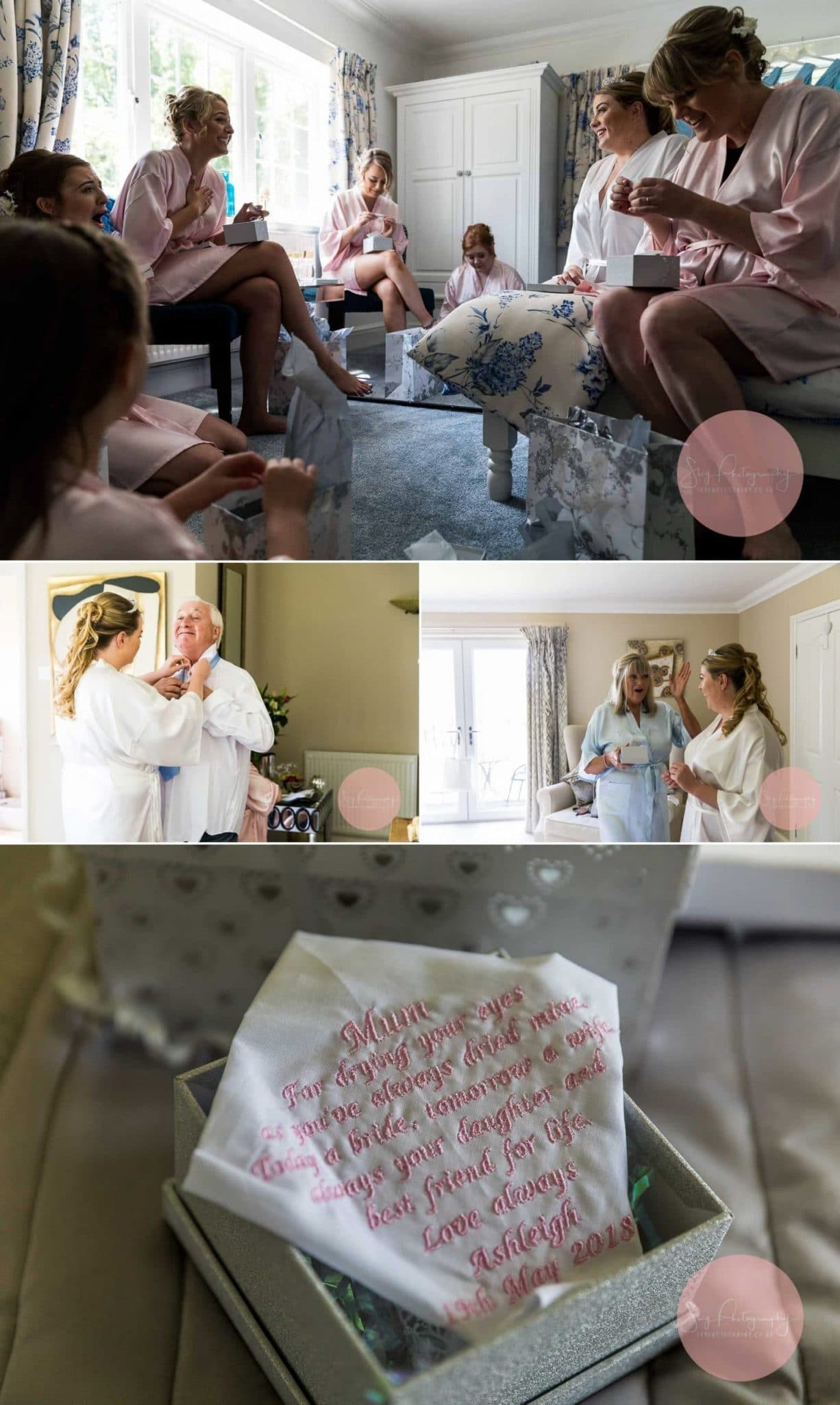 Dodford Grange Bed and Breakfast, Wedding Preparations Bride and Bridesmaids having fun Collage