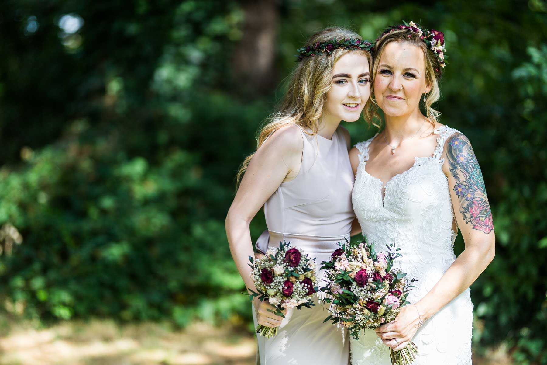 Bride and her daughter smiling