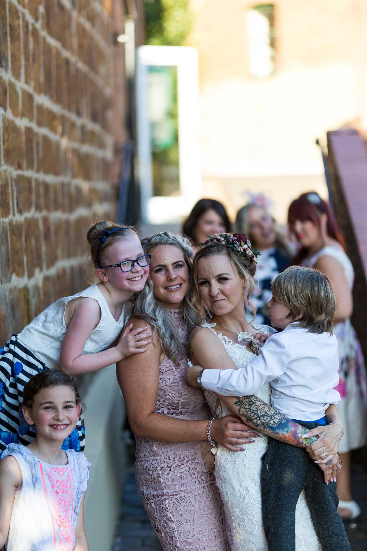 Bride and her sister with ther children