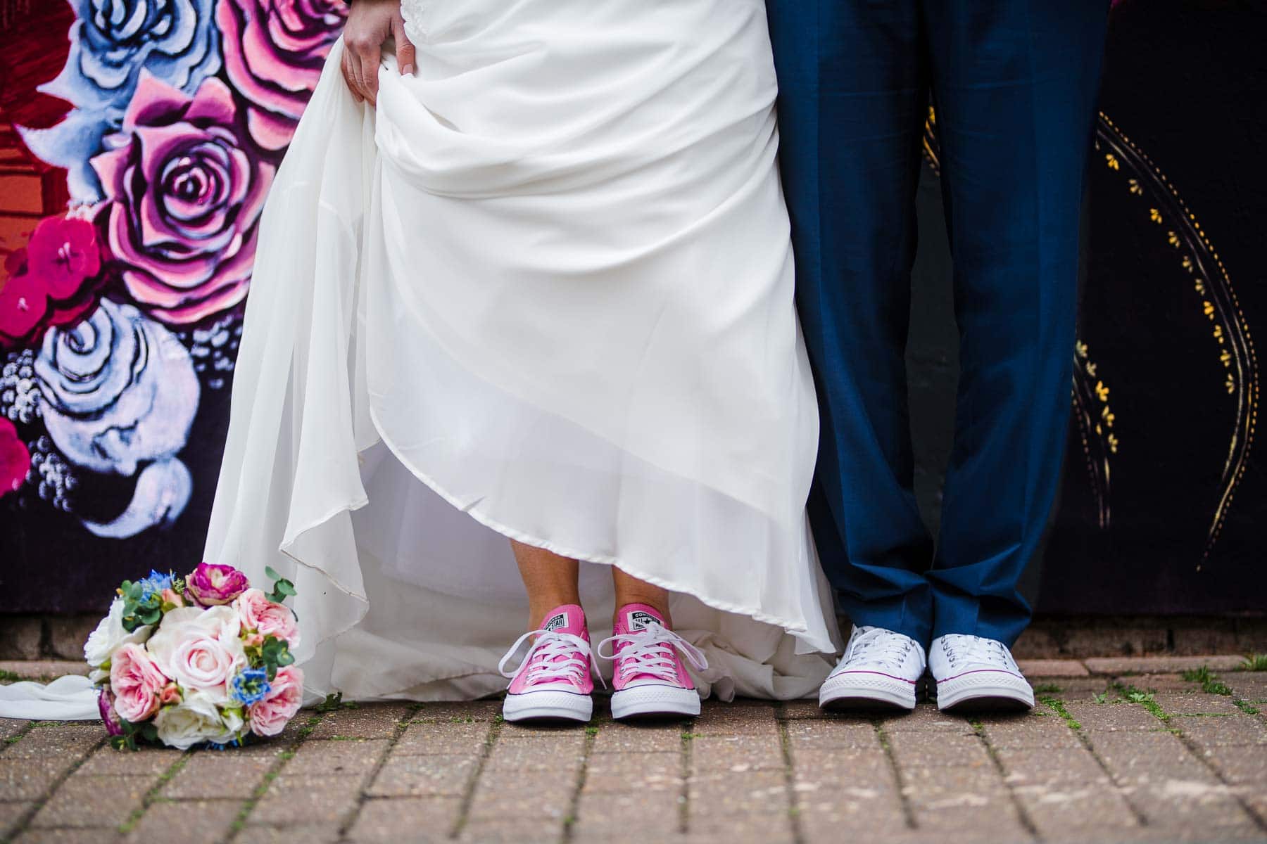 His and Hers matching wedding converse boots Bride and Groom converse