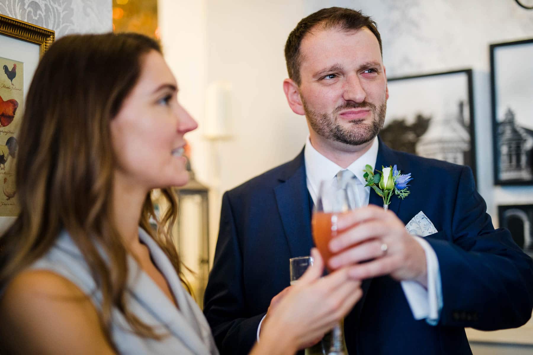 Groom not enjoying a suggested drink