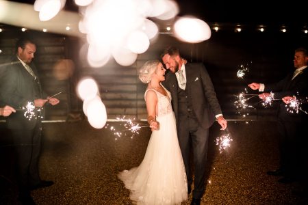 Lowlight and winter wedding photography-23 Sparkler exit at Dodford Manor