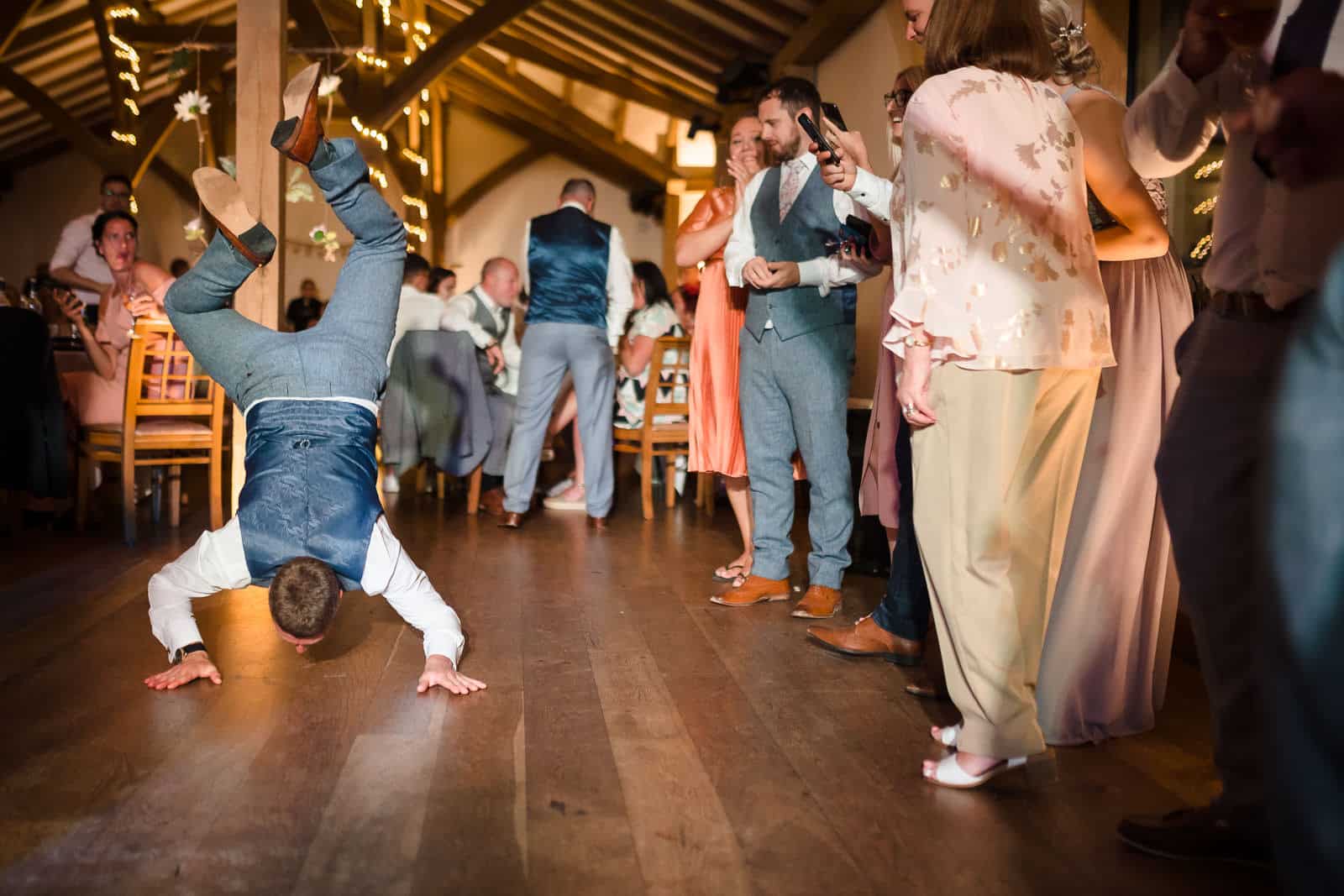 Dance floor worm at a wedding